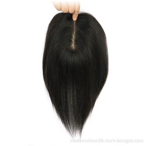 Natural Wave Silk Base Hair Topper,  Remy Human Hair Pieces for Women's Toupee Thin Hair or Scar 10x12cm Hand Tied Size
